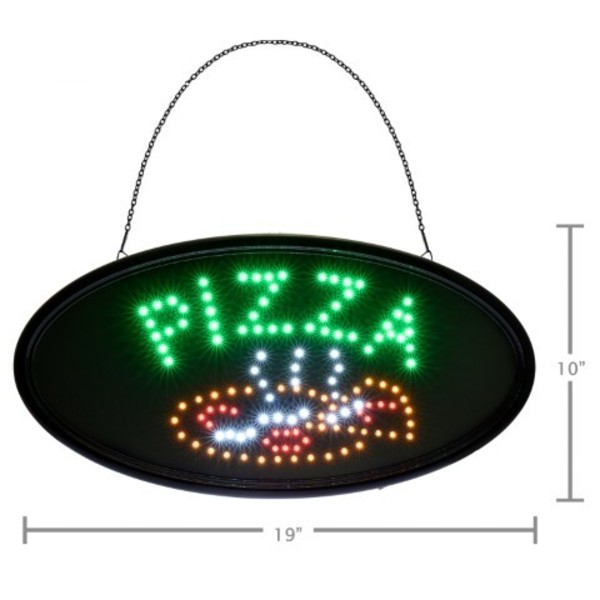 Alpine Industries LED Pizza Sign, Oval, 19 x 10, PK2 ALP497-08-2pk